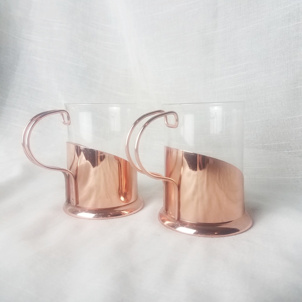 La Cafetiere Roma Copper Glass Coffee Mug Set